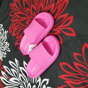 Cushionaire Womens Hot Pink Slide Sandals Size 10